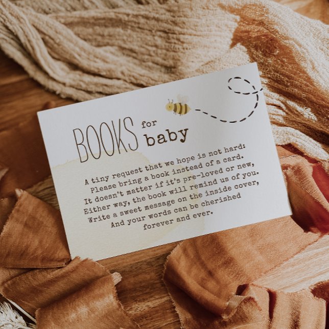 Sweet Bumble Bee Baby Shower Books For Baby Enclosure Card (Creator Uploaded)