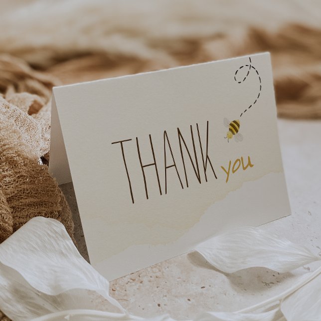 Sweet Bumble Bee Baby Shower Folded  Thank You Card (Creator Uploaded)
