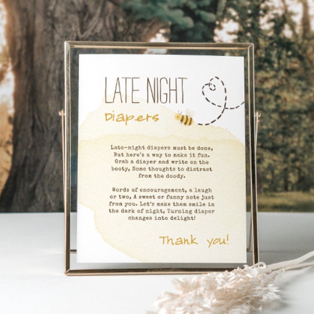 Sweet Bumble Bee Baby Shower Night Diapers Sign (Creator Uploaded)