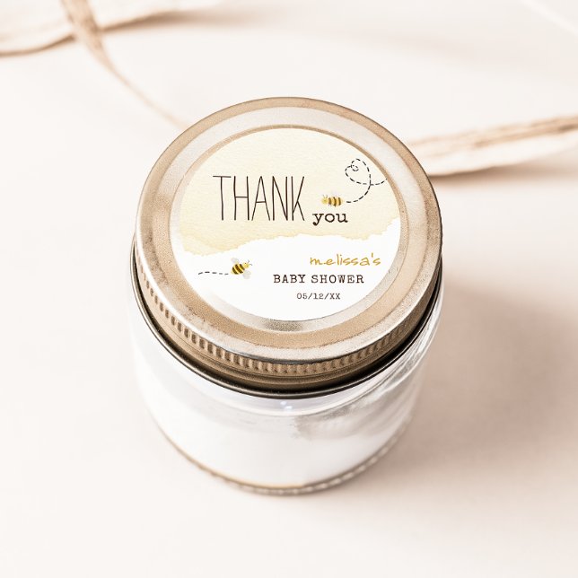 Sweet Bumble Bee Baby Shower Thank You Favour Classic Round Sticker (Creator Uploaded)