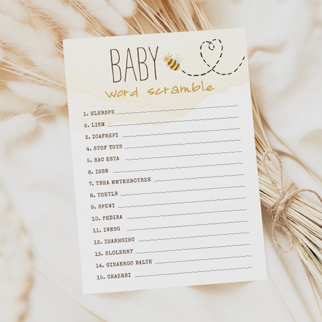Sweet Bumble Bee  Baby Word Scramble Game Card (Creator Uploaded)