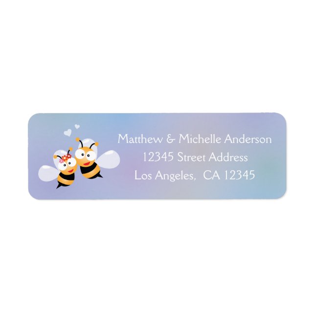 Sweet Bumble Bee Couple Cute Address Return (Front)