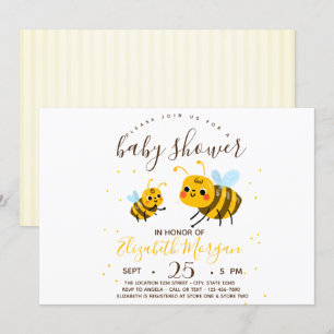 Sweet Bumble Bee,Stripes Baby Shower Invitation