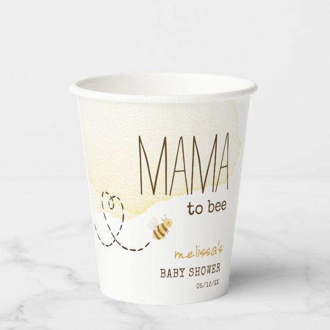 Sweet Bumblebee Mama To Bee Baby Shower Paper Cups (Front)