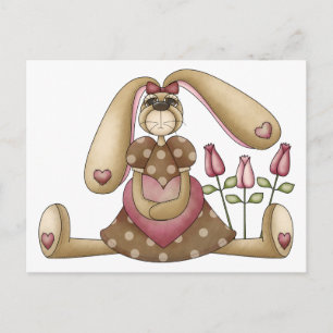Sweet Bunnies · Bunny, Heart & Roses Postcard