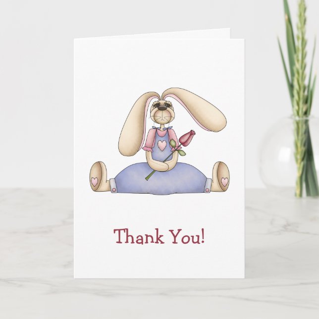 Sweet Bunnies · Bunny & Rose Thank You Card (Front)