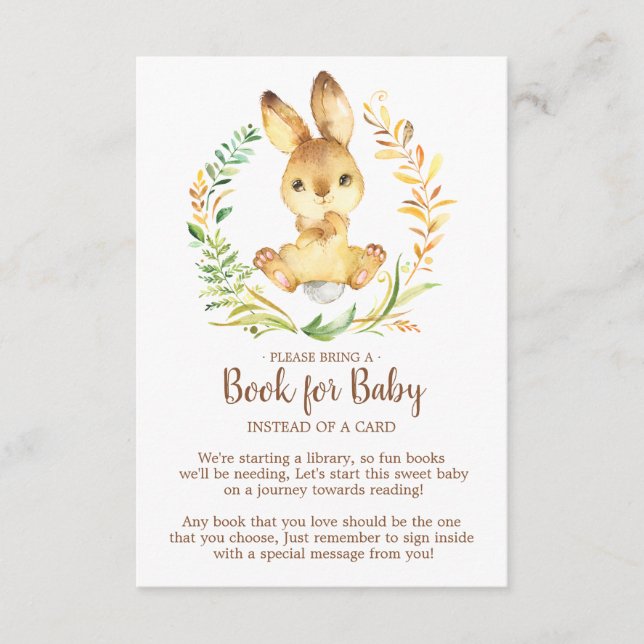 Sweet Bunny Baby Shower Book for Baby Card (Front)