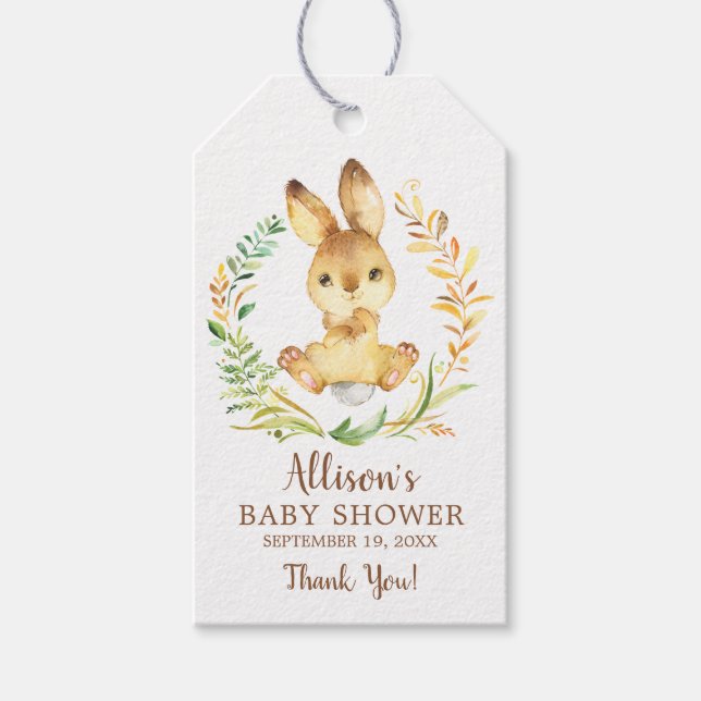 Sweet Bunny Baby Shower Favour Gift Tag (Front)