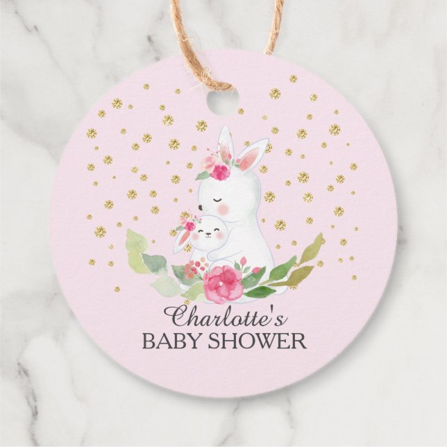 Sweet Bunny Baby Shower Favour Gift Tag (Back)