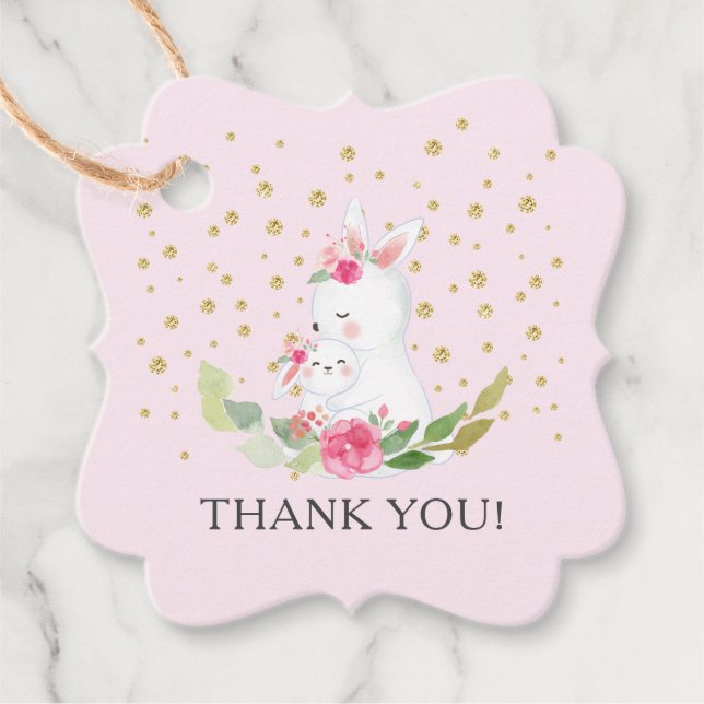 Sweet Bunny Baby Shower Favour Gift Tag (Front)