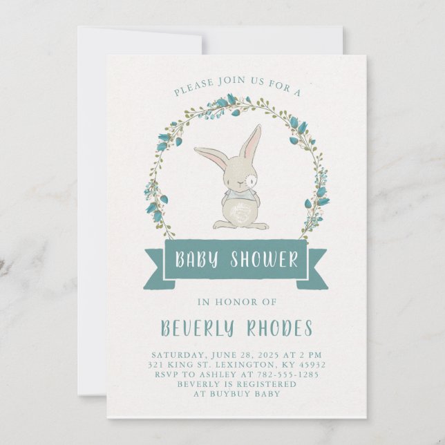 Sweet Bunny Baby Shower Invitation (Front)