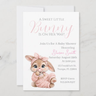 Sweet Bunny Baby Shower Invitation 
