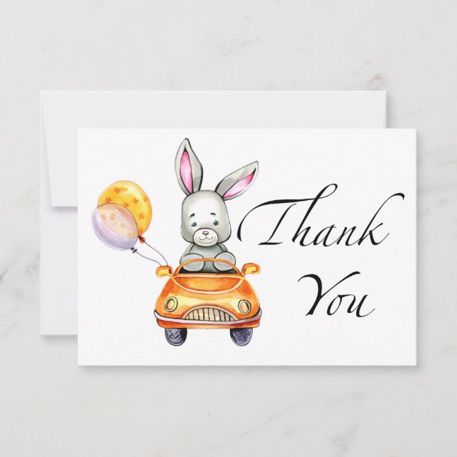 Sweet bunny baby shower thank you card (Front)