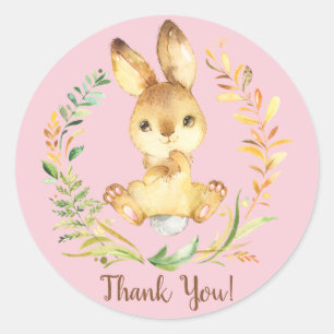 Sweet Bunny Baby Shower Thank You Favour Sticker
