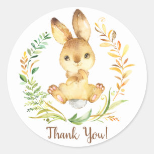 Sweet Bunny Baby Shower Thank You Favour Sticker