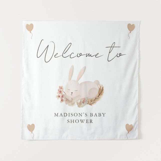 Sweet Bunny Baby Shower Welcome Tapestry (Front)