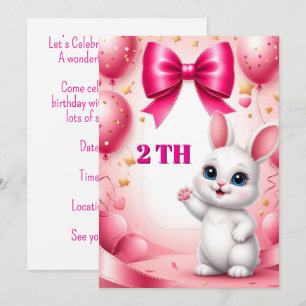 Sweet Bunny Birthday Theme 🐰 Invitation