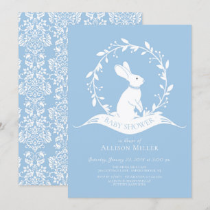 Sweet Bunny Boys Baby Shower Invitation