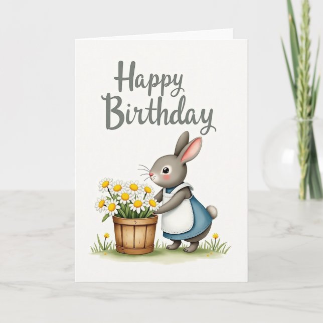 Sweet Bunny Daisy Card (Front)