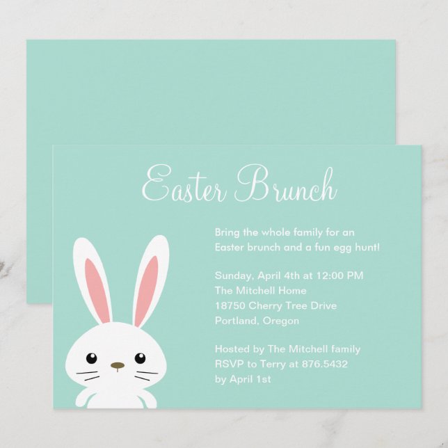 Sweet Bunny Easter Party Invitation (Front/Back)
