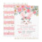 Sweet Bunny first birthday invitation girls floral