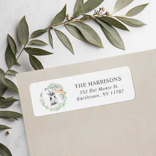Sweet Bunny Floral Wreath Return Address