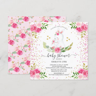 Sweet Bunny Girls Baby Shower Invitation