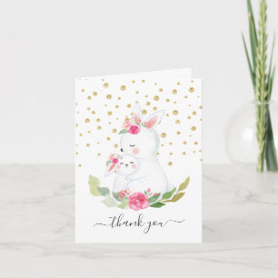 Sweet Bunny Girls Baby Shower Thank You Note Card