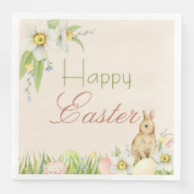 Sweet Bunny Happy Easter Floral Watercolor