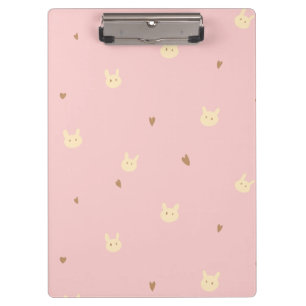 Sweet Bunny & Hearts Seamless Pattern – Cute Pink  Clipboard