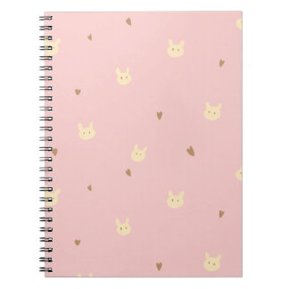 Sweet Bunny & Hearts Seamless Pattern – Cute Pink Notebook