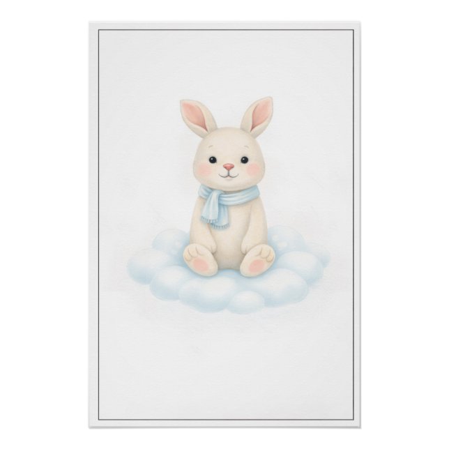 Sweet Bunny Illustration – Premium Nursery Wall Ar Poster (Front)