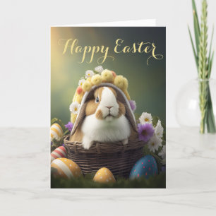 Sweet Bunny in an Easter Hat Holiday Card
