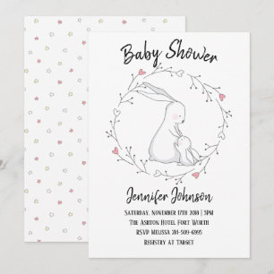 Sweet Bunny Love Gender Neutral Baby Shower Invitation