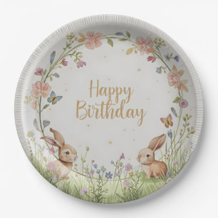 Sweet Bunny Meadow Birthday Party Paper Plate – Cu