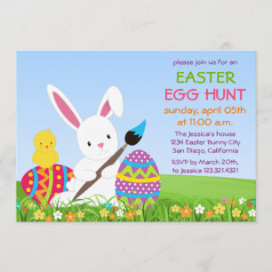 Sweet Bunny Paint Easter Eggs Invitation