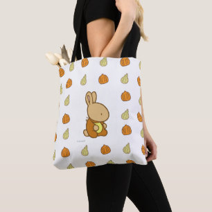 Sweet Bunny pumpkin print tote bag