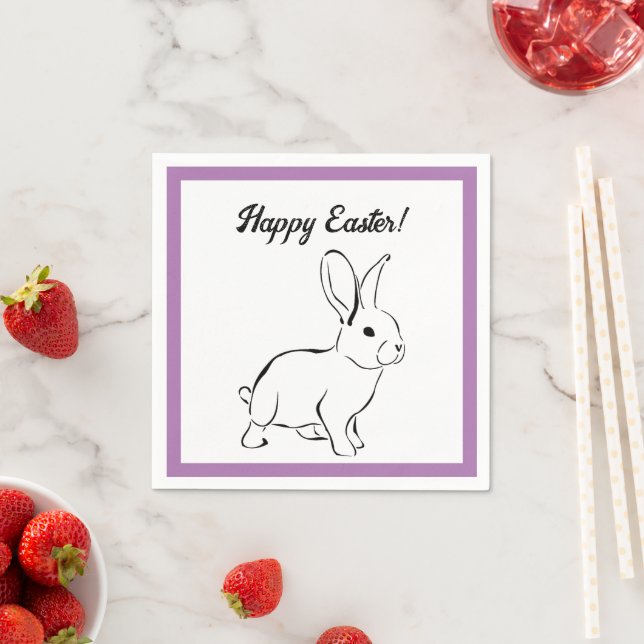 Sweet Bunny Rabbit, Cute Spring or Easter Cartoon Napkin (Insitu)