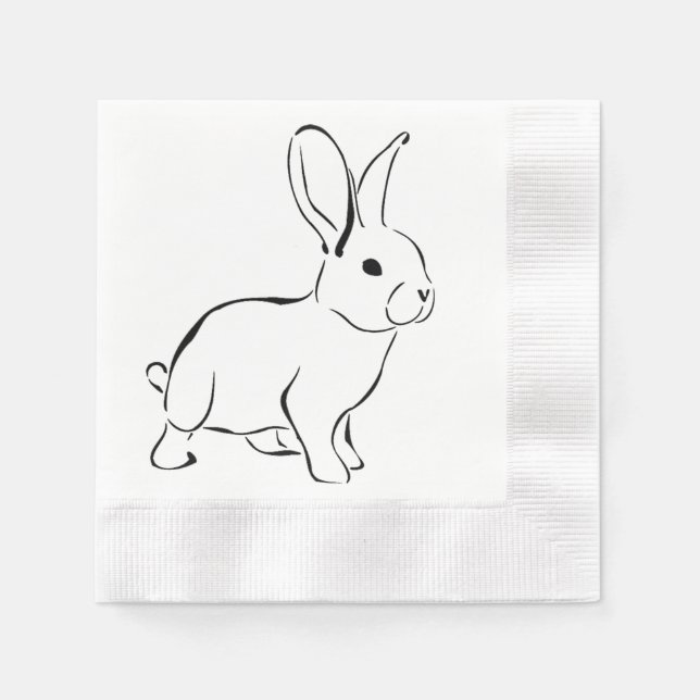 Sweet Bunny Rabbit, Cute Spring or Easter Cartoon Napkin (Front)