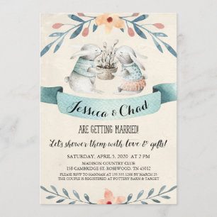 Sweet Bunny Rabbits Couples Shower Invitation