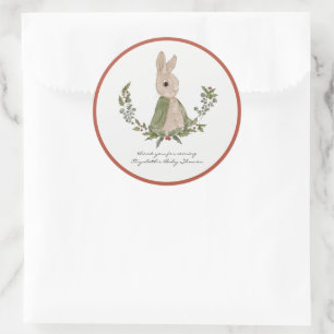 Sweet Bunny Thank You Baby Shower Favour Stickers