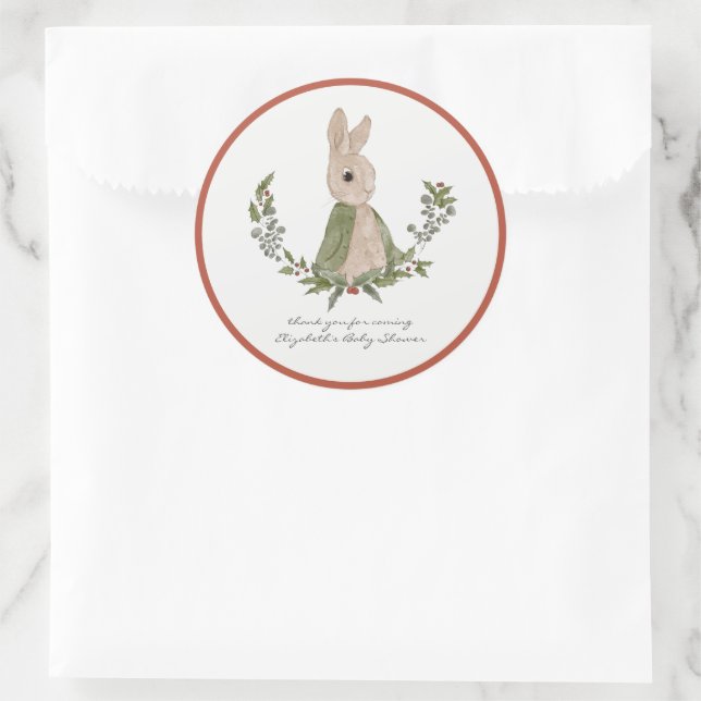 Sweet Bunny Thank You Baby Shower Favour Stickers (Bag)