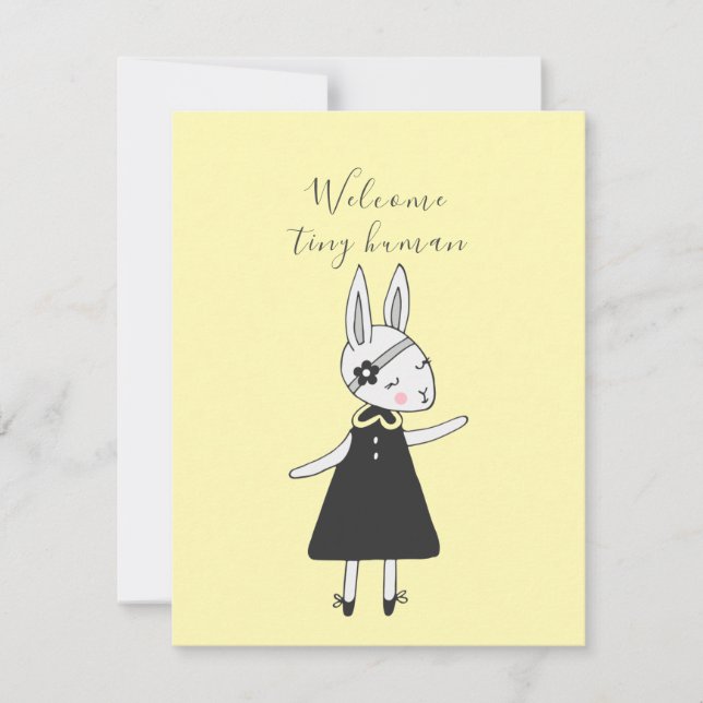 Sweet Bunny Welcome New Baby Card (Front)