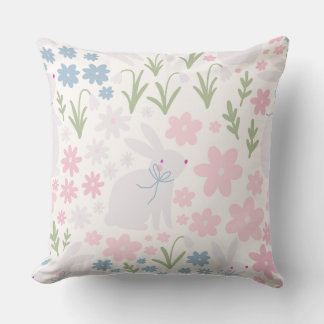 Sweet Bunny & Wildflower Nursery Decor | Pastel  Cushion