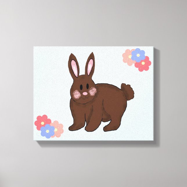 Sweet Bunny with Flowers Canvas Print (Front)