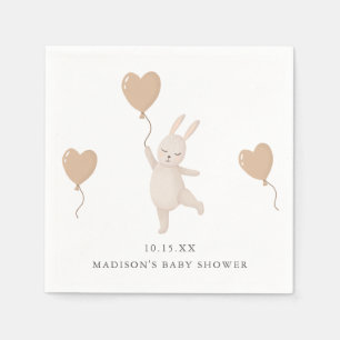 Sweet Bunny with Heart Balloon Baby Shower Napkin