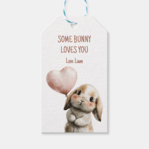 Sweet Bunny with Heart Balloon Gift Tags