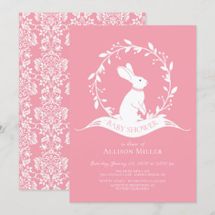 Sweet BunnyGirls Baby Shower Invitation