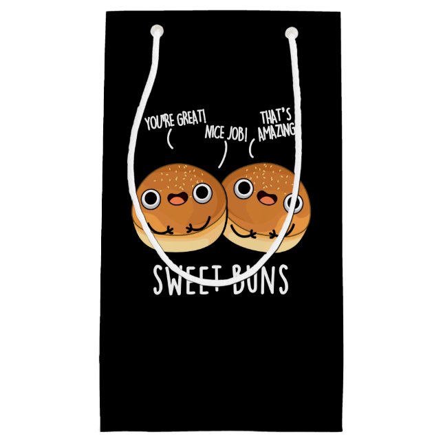 Sweet Buns Funny Baking Pun Dark BG Small Gift Bag (Front)