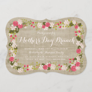 Sweet Burlap Floral Mother's Day Brunch Invitation